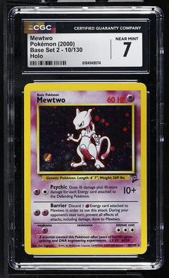 Mewtwo Holo 2000 Base Set 2 #10/130 CGC 7-1