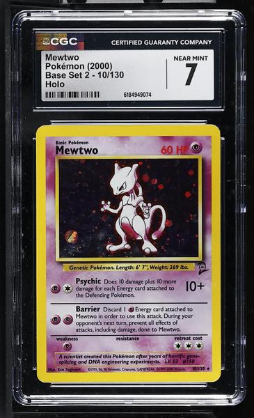Mewtwo Holo 2000 Base Set 2 #10/130 CGC 7-1