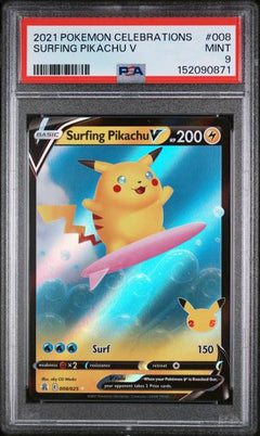 Surfing Pikachu V 2021 Pokemon Celebrations #008 PSA 9-1