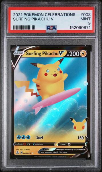 Surfing Pikachu V 2021 Pokemon Celebrations #008 PSA 9