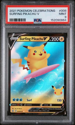 Surfing Pikachu V 2021 Pokemon Celebrations #008 PSA 9-1