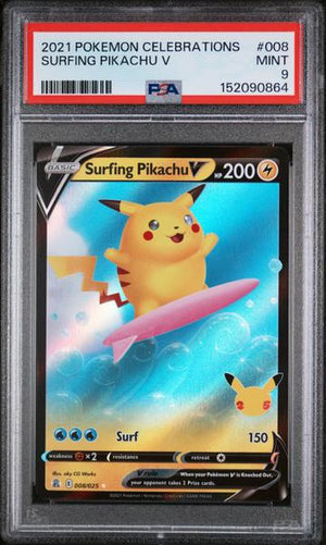 Surfing Pikachu V 2021 Pokemon Celebrations #008 PSA 9