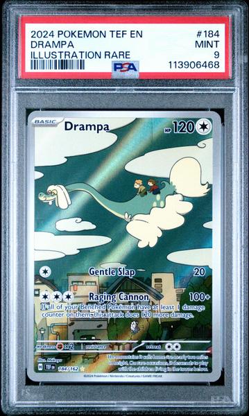 Drampa 2024 Pokemon Tef En-Temporal Forces Illustration Rare #184 PSA 9-1