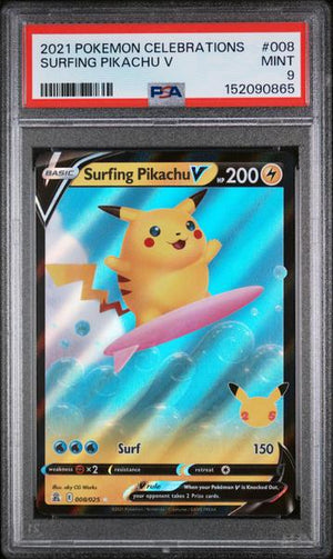 Surfing Pikachu V 2021 Pokemon Celebrations #008 PSA 9