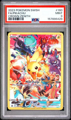 Fa/Pikachu 2023 Pokemon Sword And Shield Crown Zenith #160 PSA 9