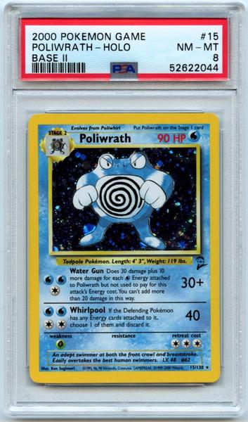Poliwrath-Holo 2000 Pokemon Game Base II #15 PSA 8