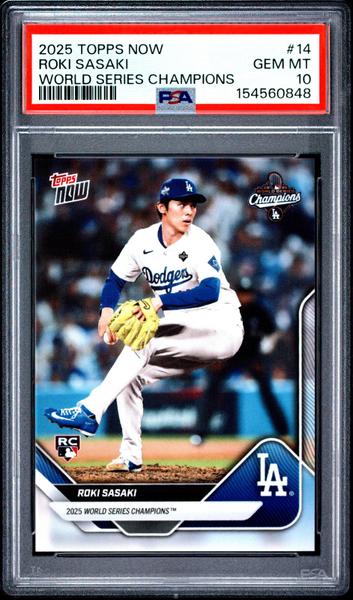 Roki Sasaki RC 2025 Topps Now World Series Champions Rookie #14 PSA 10-1