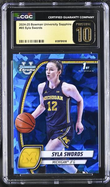Syla Swords RC 2024-25 Bowman U Chrome Sapphire Rookie #65 CGC 10 Pristine