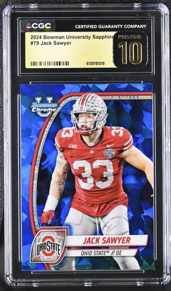 Jack Sawyer RC 2024 Bowman U Chrome Sapphire Rookie #79 CGC 10 Pristine