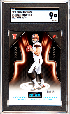 Baker Mayfield RC 2018 Panini Playbook Platinum Rookie SP 10/49 SGC 9-1