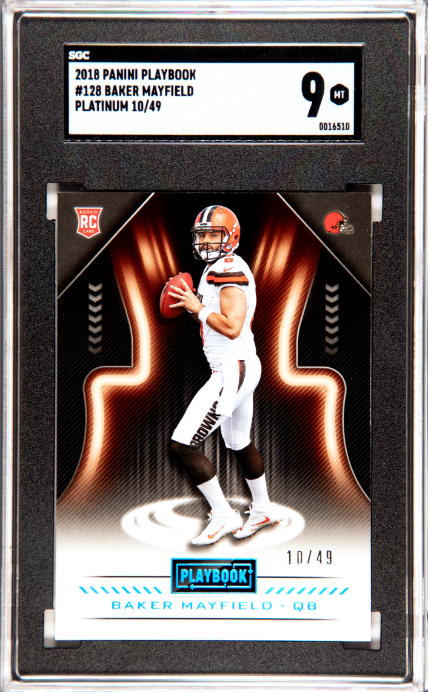 Baker Mayfield RC 2018 Panini Playbook Platinum Rookie SP 10/49 SGC 9