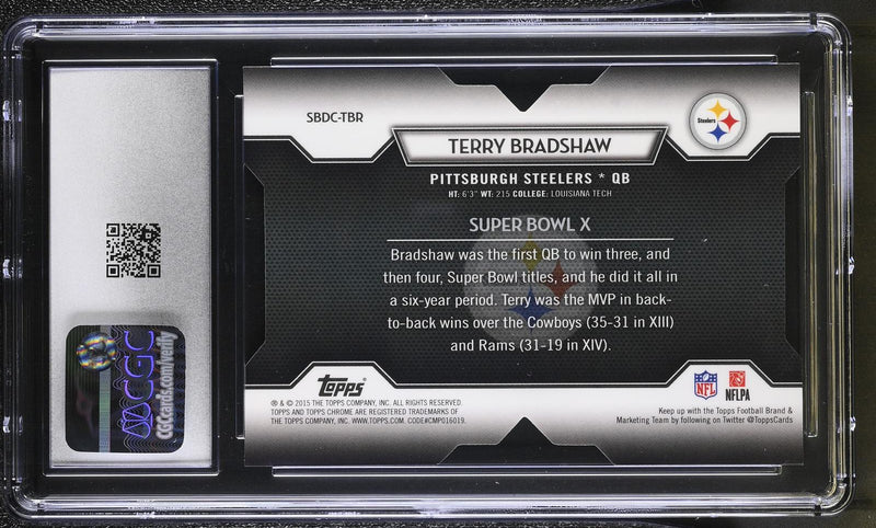 Terry Bradshaw 2015 Topps Chrome Super Bowl 50 Die Cuts CGC 10-2