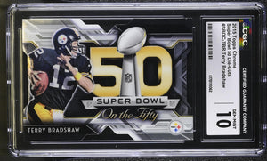 Terry Bradshaw 2015 Topps Chrome Super Bowl 50 Die Cuts CGC 10