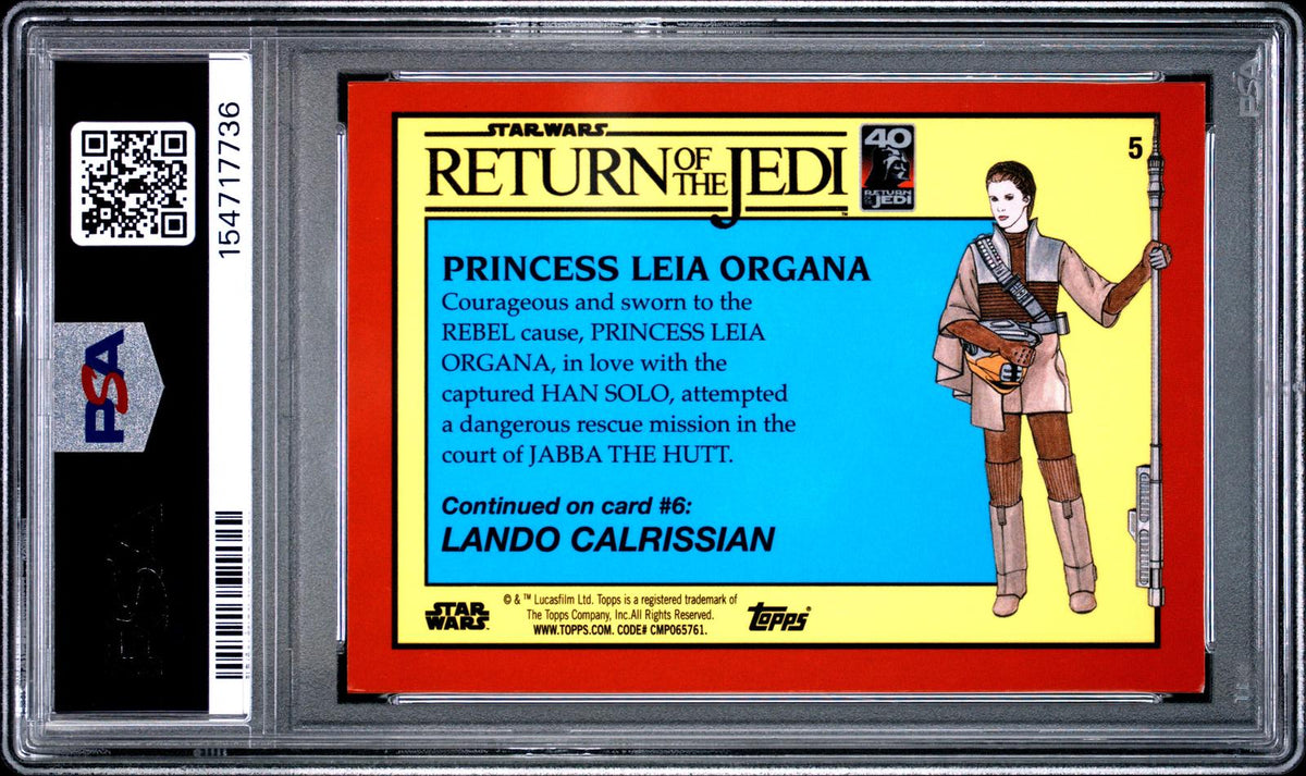 Princess Leia Organa 2023 Topps Chrome Sapphire Star Wars Return Of The Jedi #5 PSA 9-2