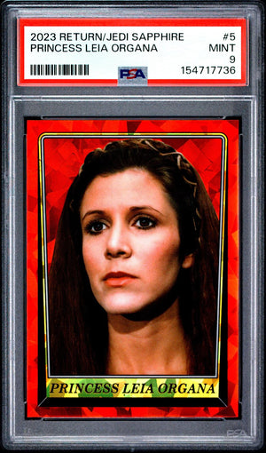 Princess Leia Organa 2023 Topps Chrome Sapphire Star Wars Return Of The Jedi #5 PSA 9