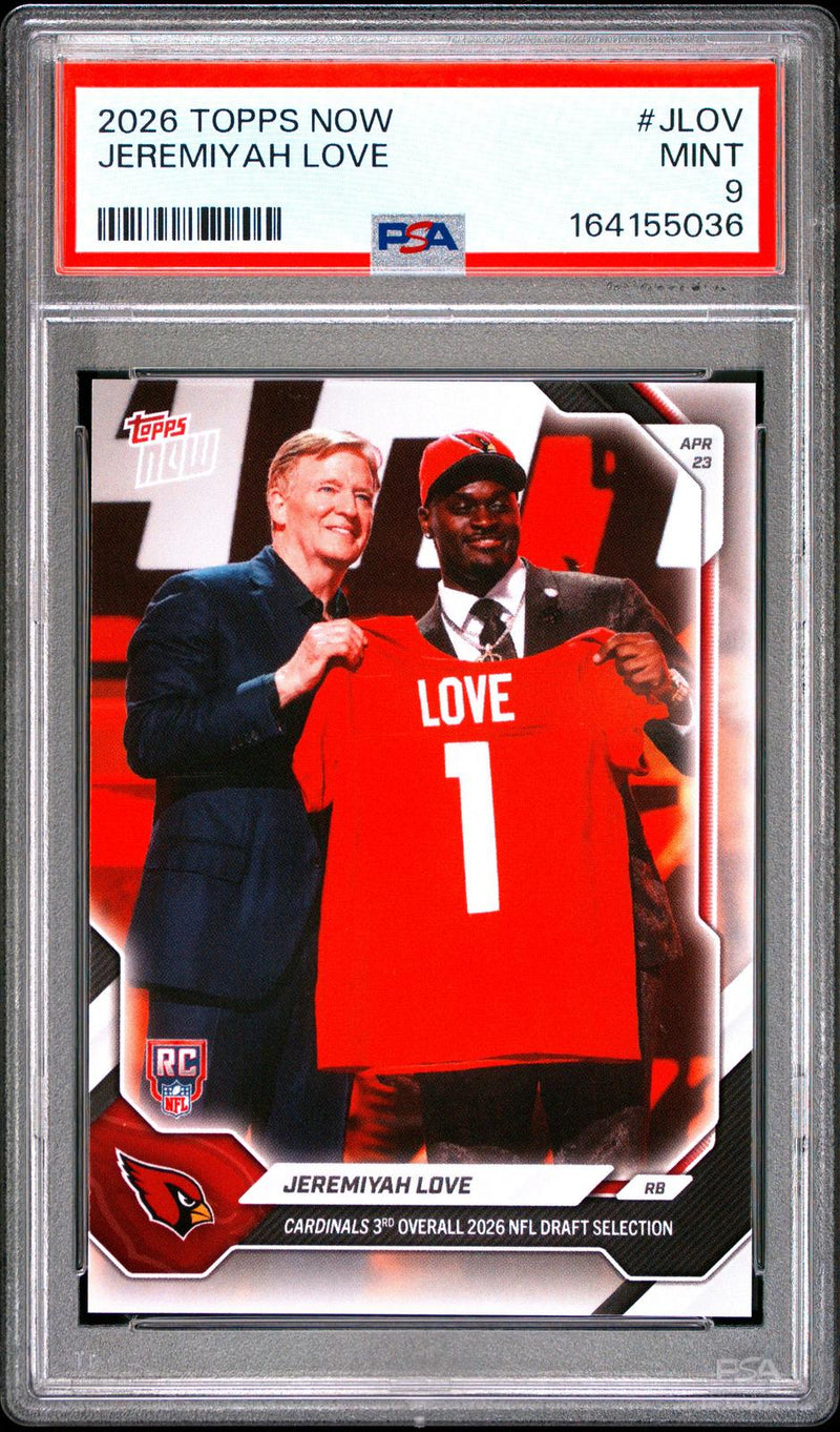 Jeremiyah Love RC 2026 Topps Now Draft Night Rookie PSA 9-1