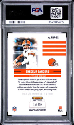Shedeur Sanders RC 2025 Panini Instant Retro Rated Rookie SP /279 PSA 10-2