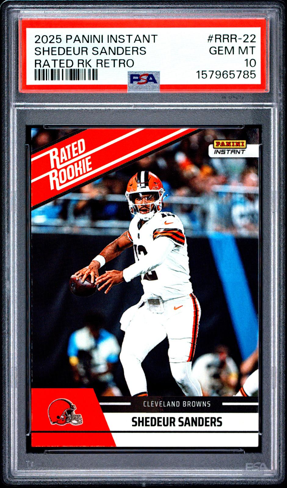 Shedeur Sanders RC 2025 Panini Instant Retro Rated Rookie SP /279 PSA 10-1