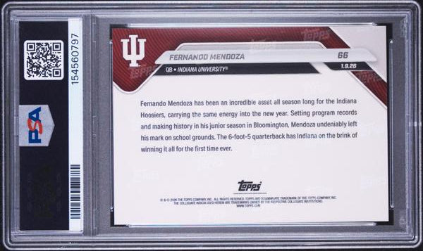 Fernando Mendoza RC 2025 Bowman U Now Rookie #66 PSA 10-2