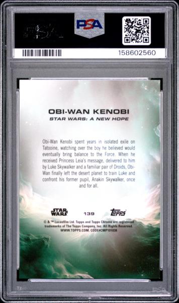 Obi-Wan Kenobi 2025 Topps Chrome Star Wars Gold Refractor SP 12/50 PSA 9-2