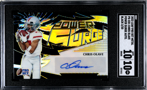 Chris Olave RC 2022 Leaf Pro Set Metal Black Power Surge Rookie Auto Jersey # SP 2/10 SGC 10-1