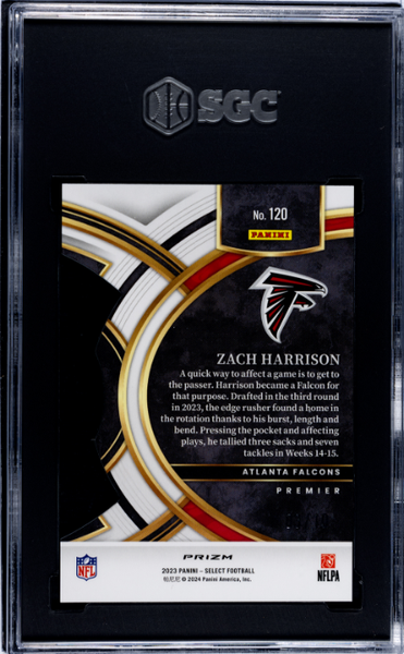 Zach Harrison RC 2023 Panini Select Premier Level Gold Die Cut Rookie SP 3/10 SGC 9.5-2