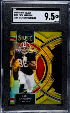 Zach Harrison RC 2023 Panini Select Premier Level Gold Die Cut Rookie SP 3/10 SGC 9.5-1