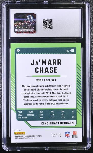 Ja'marr Chase 2024 Donruss Optic Football Emojis SP 12/16 CGC 10-2