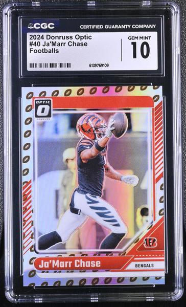 Ja'marr Chase 2024 Donruss Optic Football Emojis SP 12/16 CGC 10-1