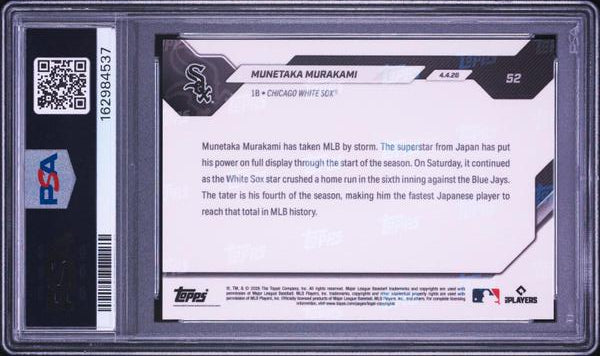 Munetaka Murakami RC 2026 Topps Now Rookie #52 PSA 10-2