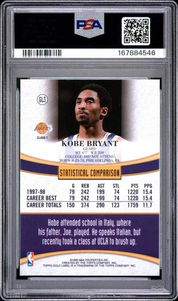 Kobe Bryant 1998-99 Topps Gold Label PSA 8-2