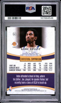 Kobe Bryant 1998-99 Topps Gold Label PSA 8-2