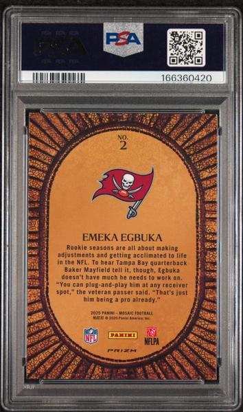 Emeka Egbuka RC 2025 Panini Mosaic Micro Mosaic Rookie SSP #2 PSA 10-2