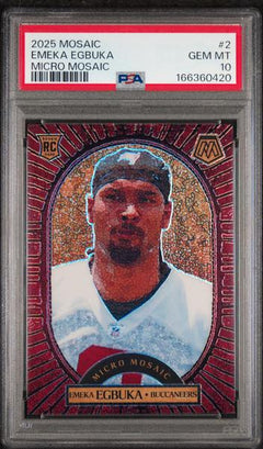 Emeka Egbuka RC 2025 Panini Mosaic Micro Mosaic Rookie SSP #2 PSA 10-1
