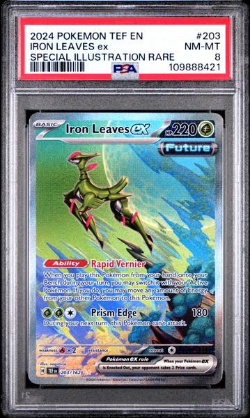 Iron Leaves Ex 2024 Pokemon En-Temporal Forces Special Illustration Rare #203 PSA 8