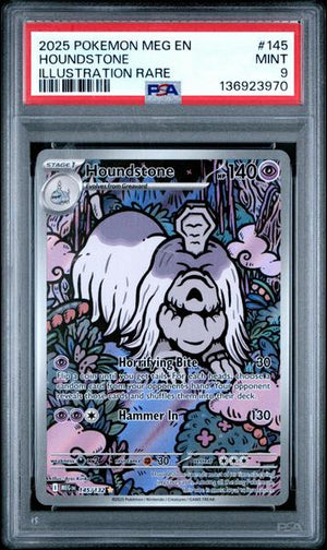 Houndstone 2025 Pokemon Meg En-Mega Evolution Illustration Rare #145 PSA 9