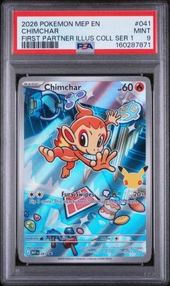 Chimchar 2026 Pokemon Mep En-Me Black Star Promo First Partner Illus Coll Ser 1 #041 PSA 9-1