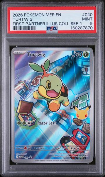 Turtwig 2026 Pokemon Mep En-Me Black Star Promo First Partner Illus Coll Ser 1 #040 PSA 9