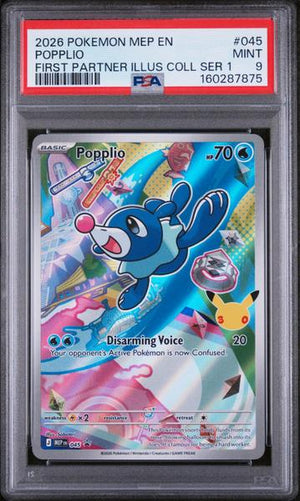Popplio 2026 Pokemon Mep En-Me Black Star Promo First Partner Illus Coll Ser 1 #045 PSA 9