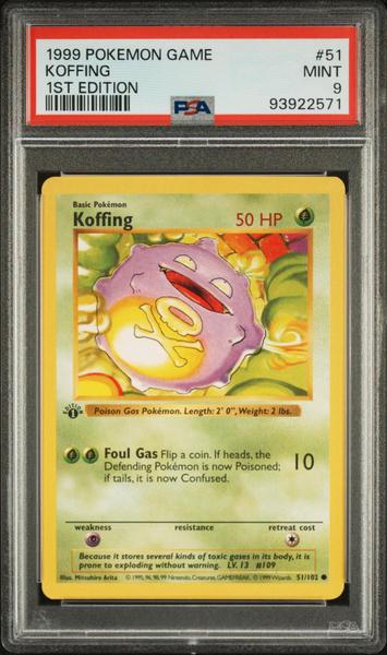 Koffing 1999 Pokemon Game 1st Edition #51 PSA 9-1