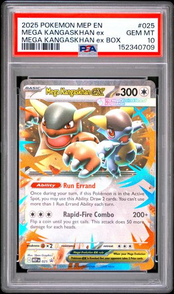 Mega Kangaskhan Ex 2025 Pokemon Mep En-Me Black Star Promo Mega Kangaskhan Ex Box #025 PSA 10