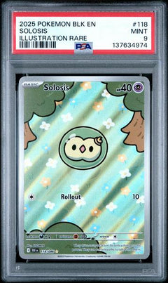 Solosis 2025 Pokemon Blk En-Black Bolt Illustration Rare #118 PSA 9-1