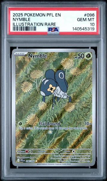 Nymble 2025 Pokemon Pfl En-Phantasmal Flames Illustration Rare #096 PSA 10