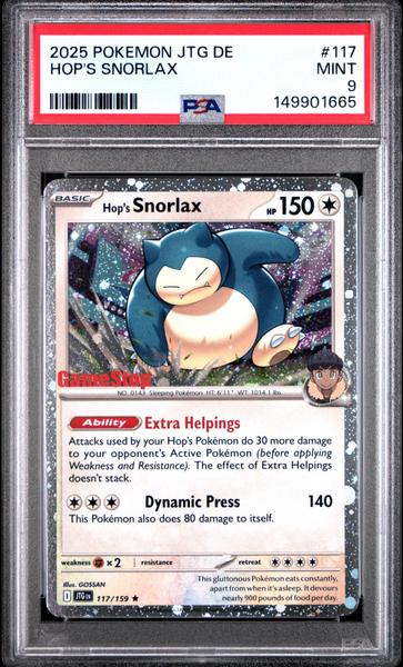 Hop's Snorlax 2025 Pokemon German Jtg De-Journey Together #117 PSA 9