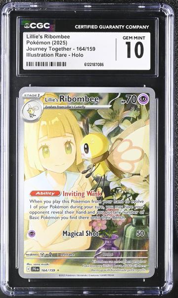 Lillie's Ribombee Illustration Rare, Holo 2025 Journey Together #164/159 CGC 10
