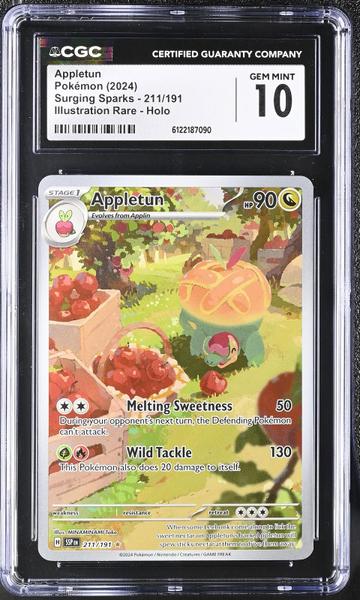 Appletun Illustration Rare, Holo 2024 Surging Sparks #211/191 CGC 10