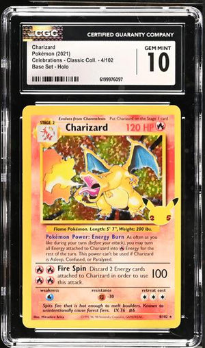 Charizard Base Set, Holo 2021 Celebrations Classic #4/102 CGC 10