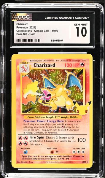 Charizard Base Set, Holo 2021 Celebrations Classic #4/102 CGC 10-1