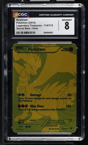 Reshiram Secret Rare, Holo 2013 Legendary Treasures #114/113 CGC 8
