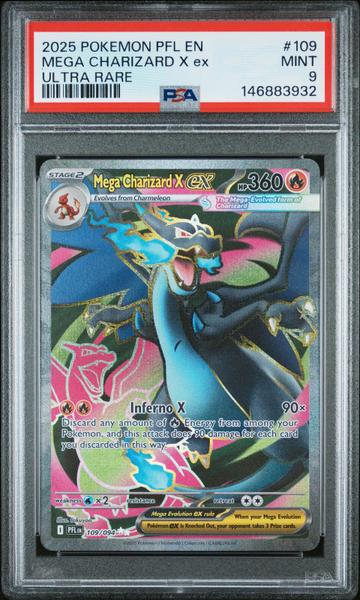 Mega Charizard X Ex 2025 Pokemon Pfl En-Phantasmal Flames Ultra Rare #109 PSA 9